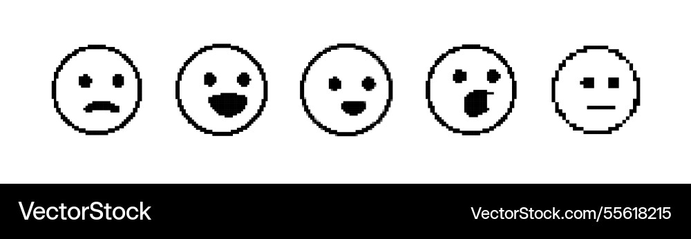 Pixel art expressions displaying five emotions vector image