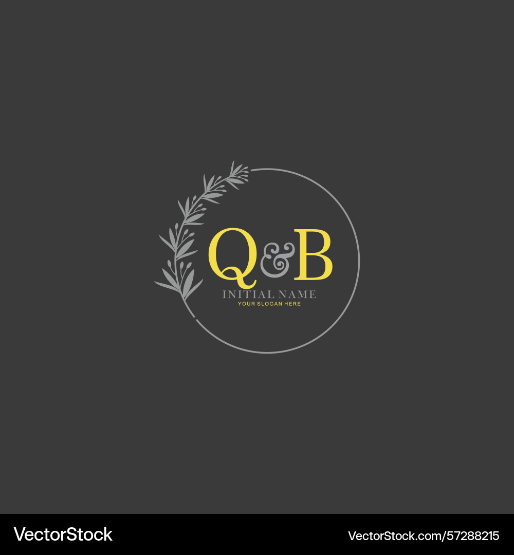 Qb initial logo templates with botanical elements Vector Image