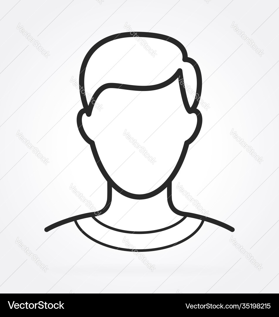 Simple human male head outline Royalty Free Vector Image
