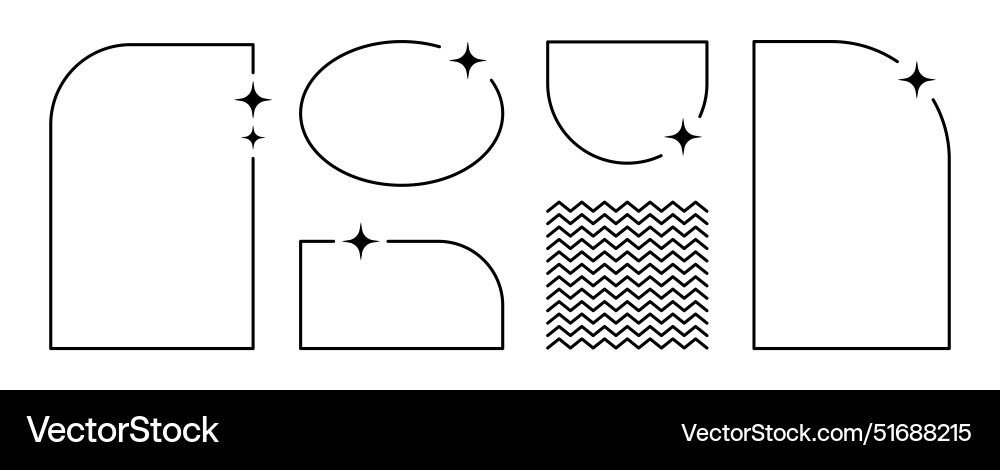 Y2k thin frames empty borders with sparkles Y2k thin frames empty borders with sparkles vector image