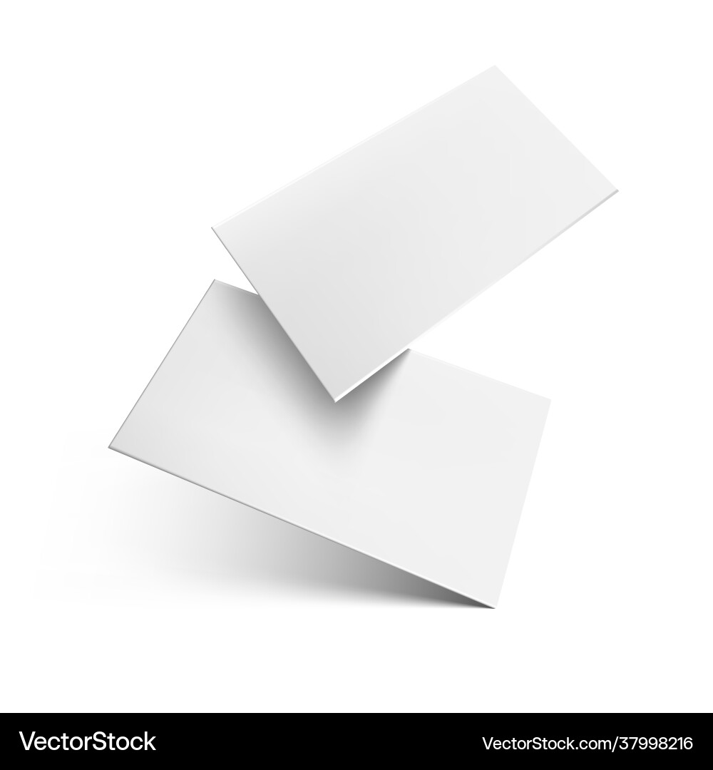 3d white flying business cards with shadow 3d white flying business cards with shadow vector image