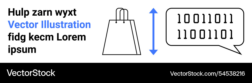 Binary code in speech bubble with shopping bag Binary code in speech bubble with shopping bag Vector Image
