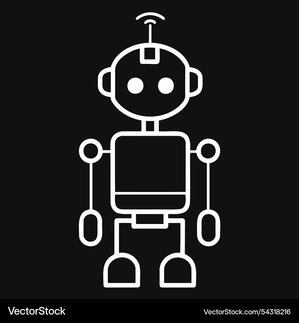 Cute robot character in minimalistic line art Vector Image