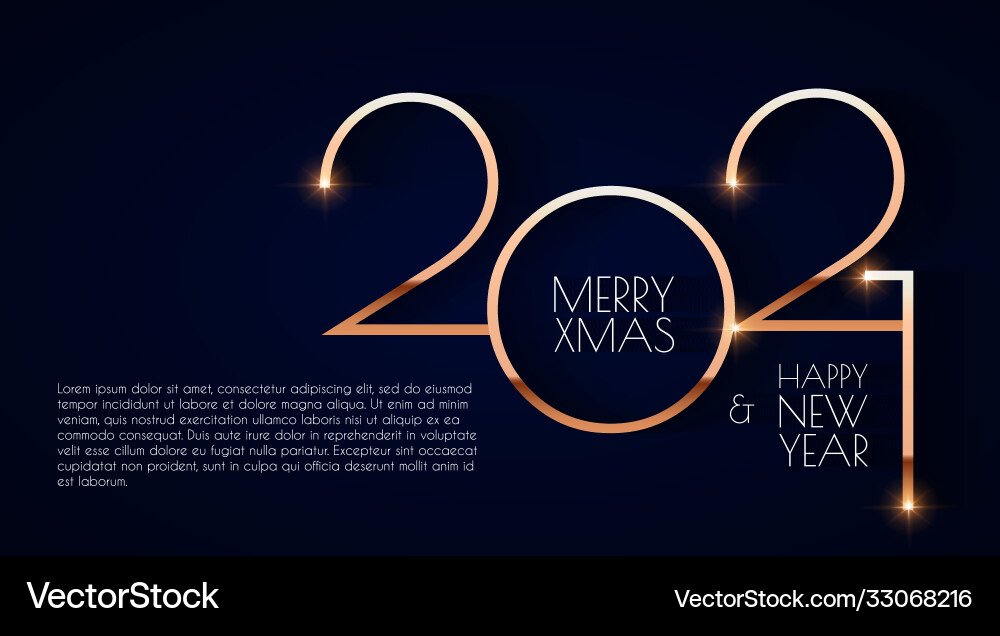 Happy new 2021 year elegant gold text with light vector image