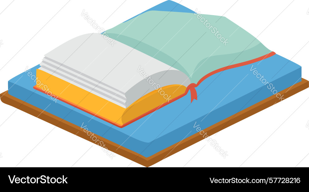 Isometric open blue book with readable pages Vector Image