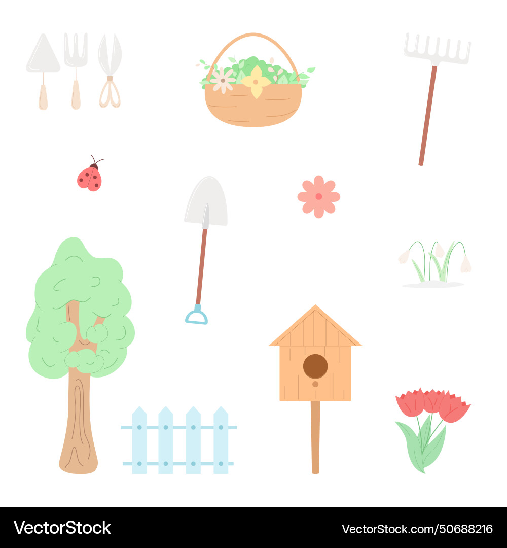 Spring isolated elements set in flat design Spring isolated elements set in flat design Vector Image