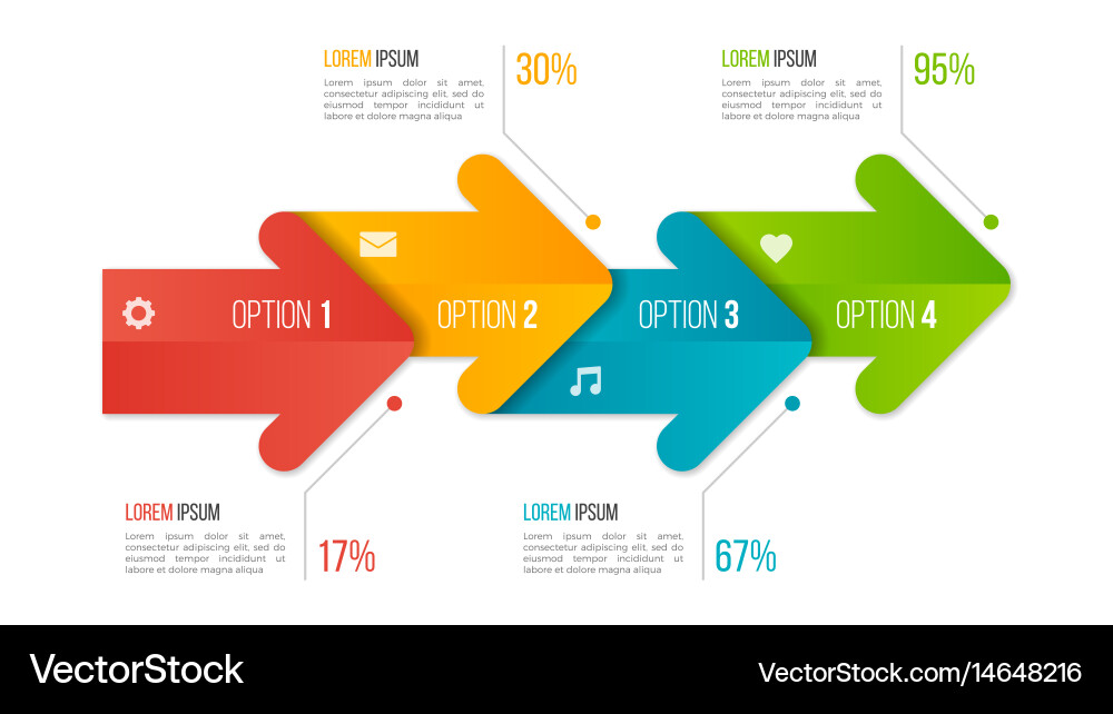 Timeline Chart with Arrows - Steps & Processes vector image