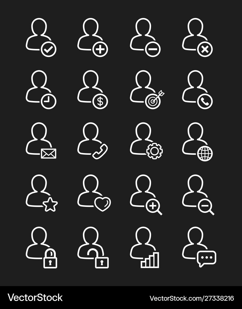 User icon line style set Royalty Free Vector Image