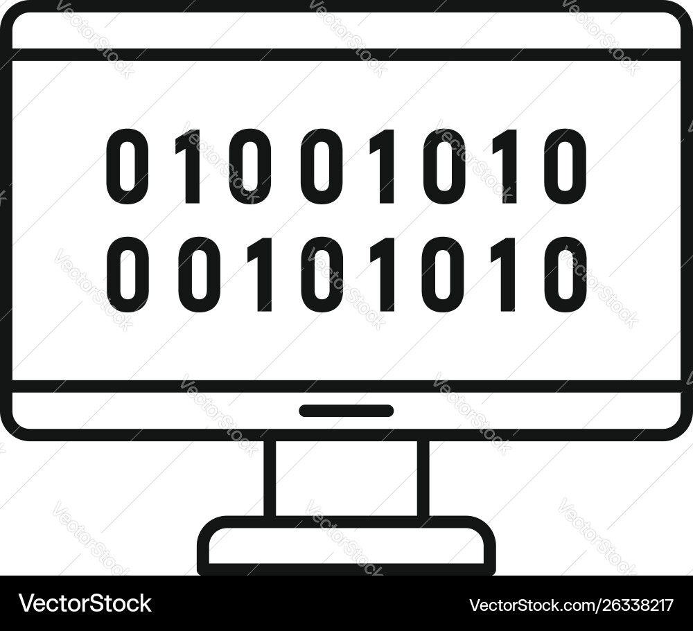 Ai monitor code icon outline style Ai monitor code icon outline style vector image