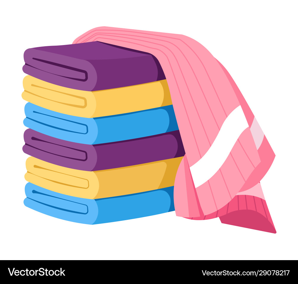Folded Towels Stack with Draped Sheet Vector Image