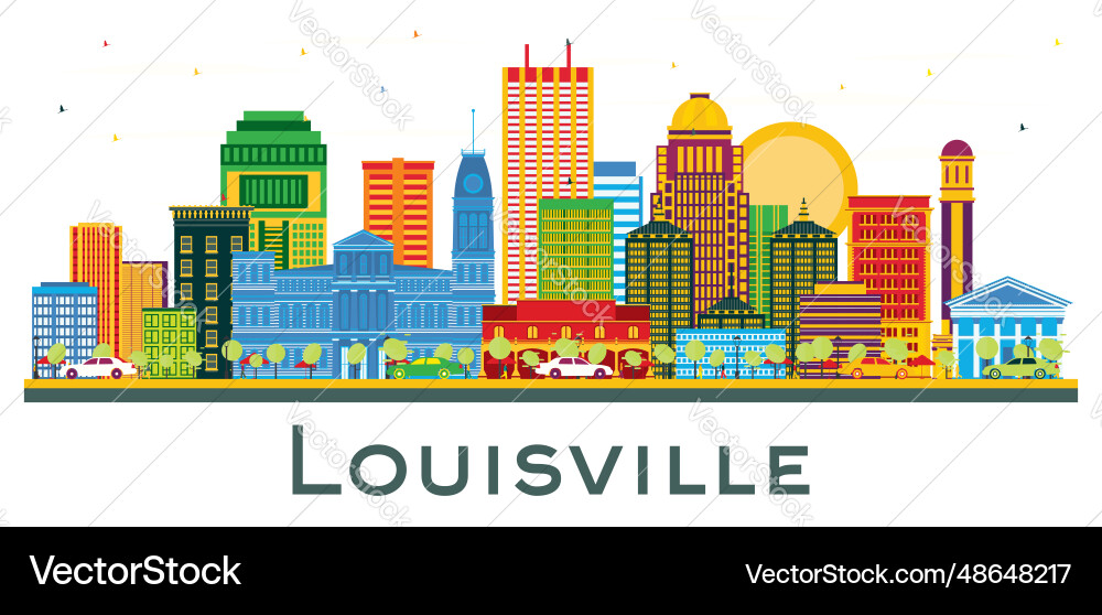Louisville kentucky usa city skyline with color Louisville kentucky usa city skyline with color vector image
