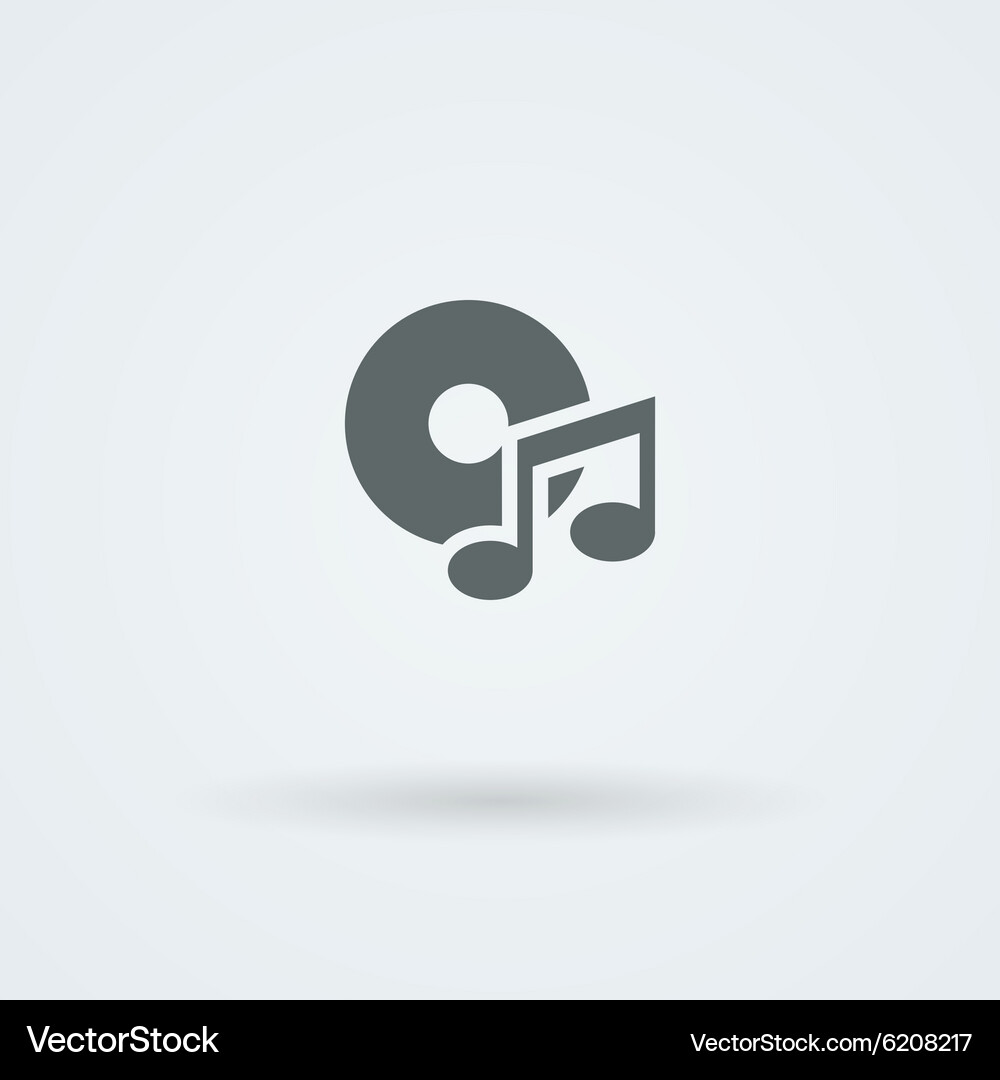 Minimalistic music icon disk and a note Vector Image
