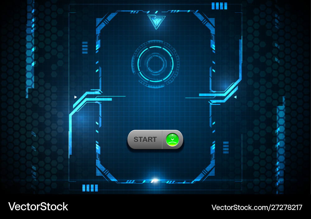 Realistic circle start game button on abstract Realistic circle start game button on abstract vector image