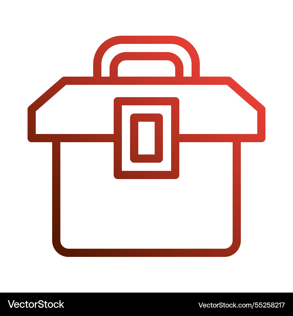 Red tool box with handle and lock outline vector image