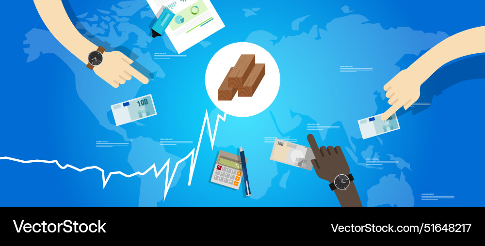 Wood lumber price going up rising high rise Vector Image