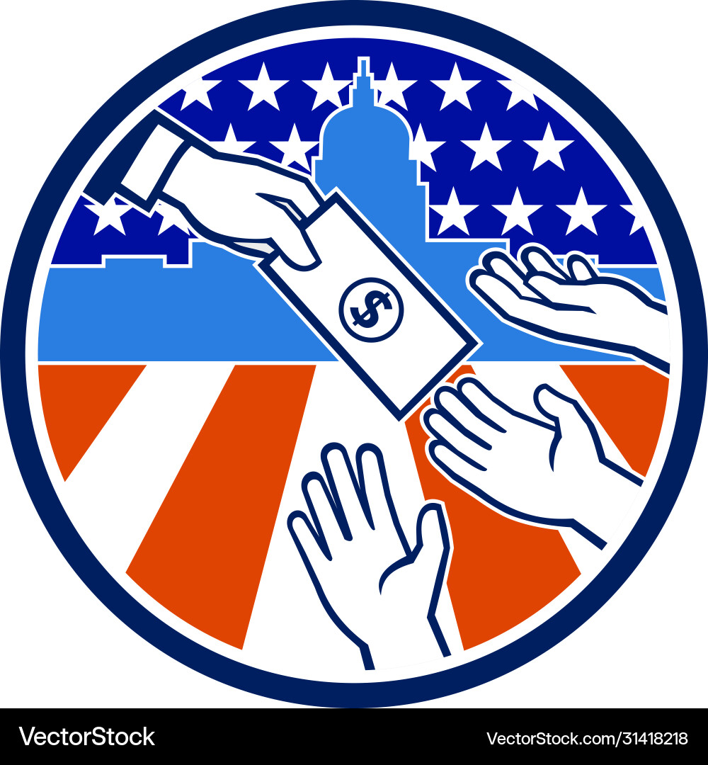 American stimulus payment package icon retro American stimulus payment package icon retro vector image