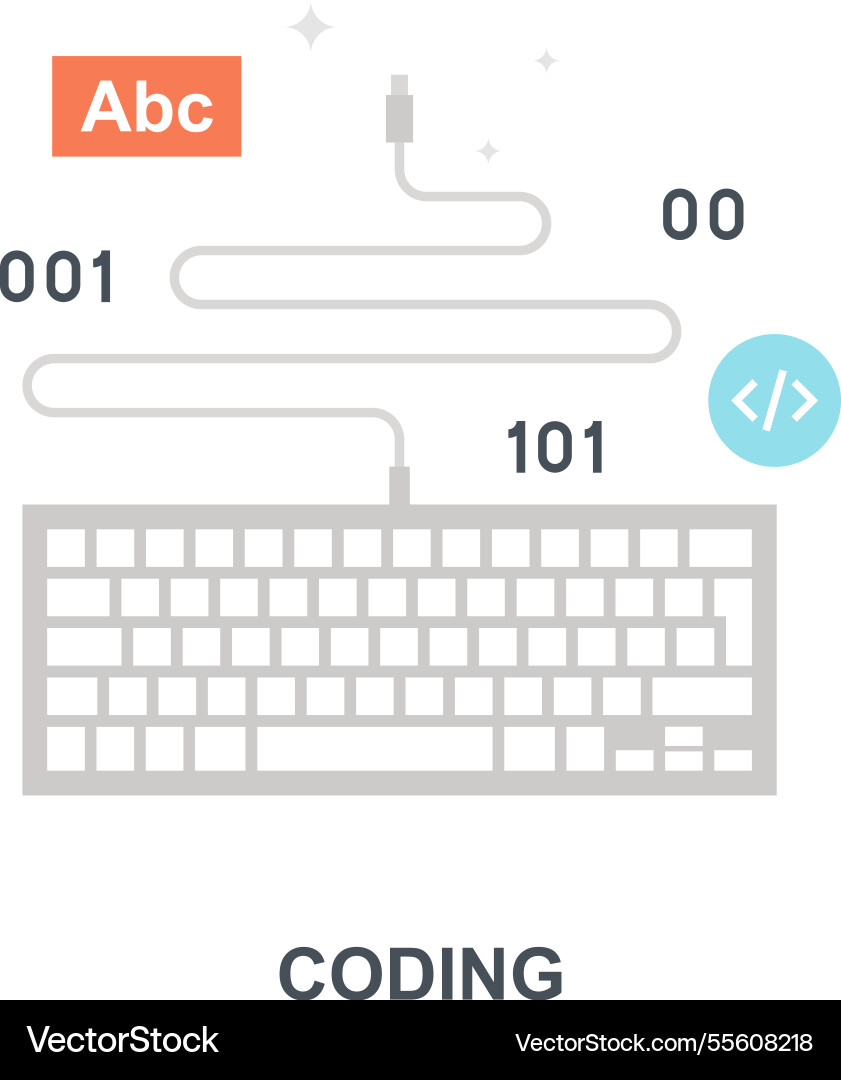 Coding flat icon design concept vector image