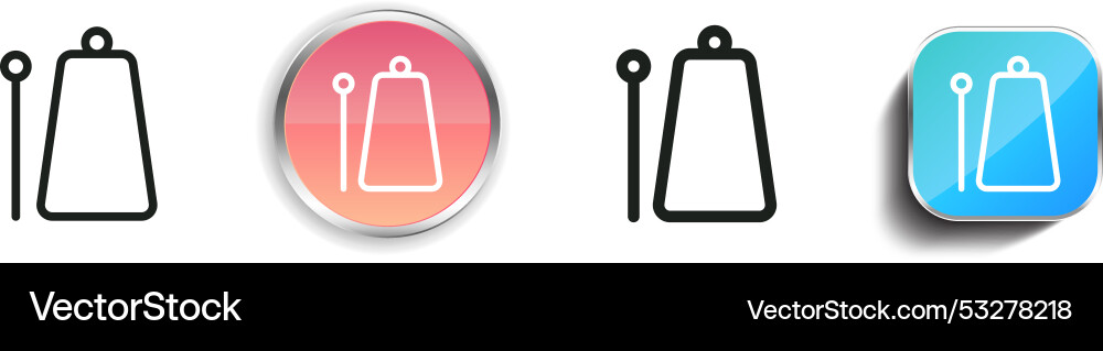 Cowbell icon thin linear regular and button style Cowbell icon thin linear regular and button style vector image