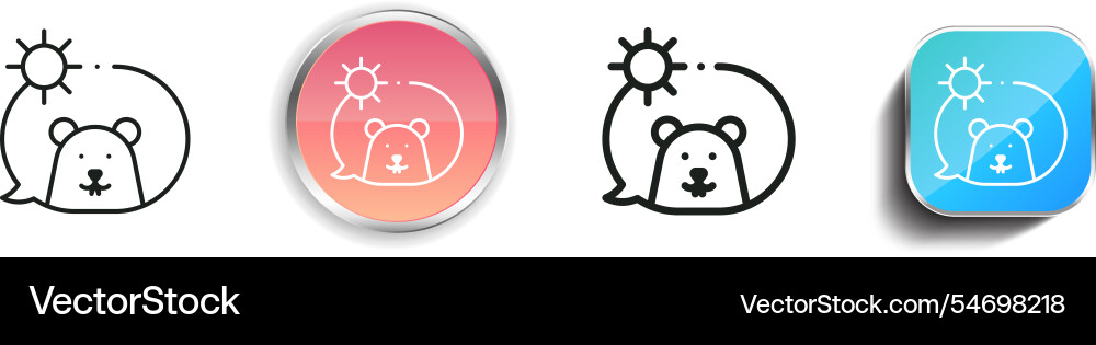 Groundhog icon thin linear regular and button Groundhog icon thin linear regular and button vector image