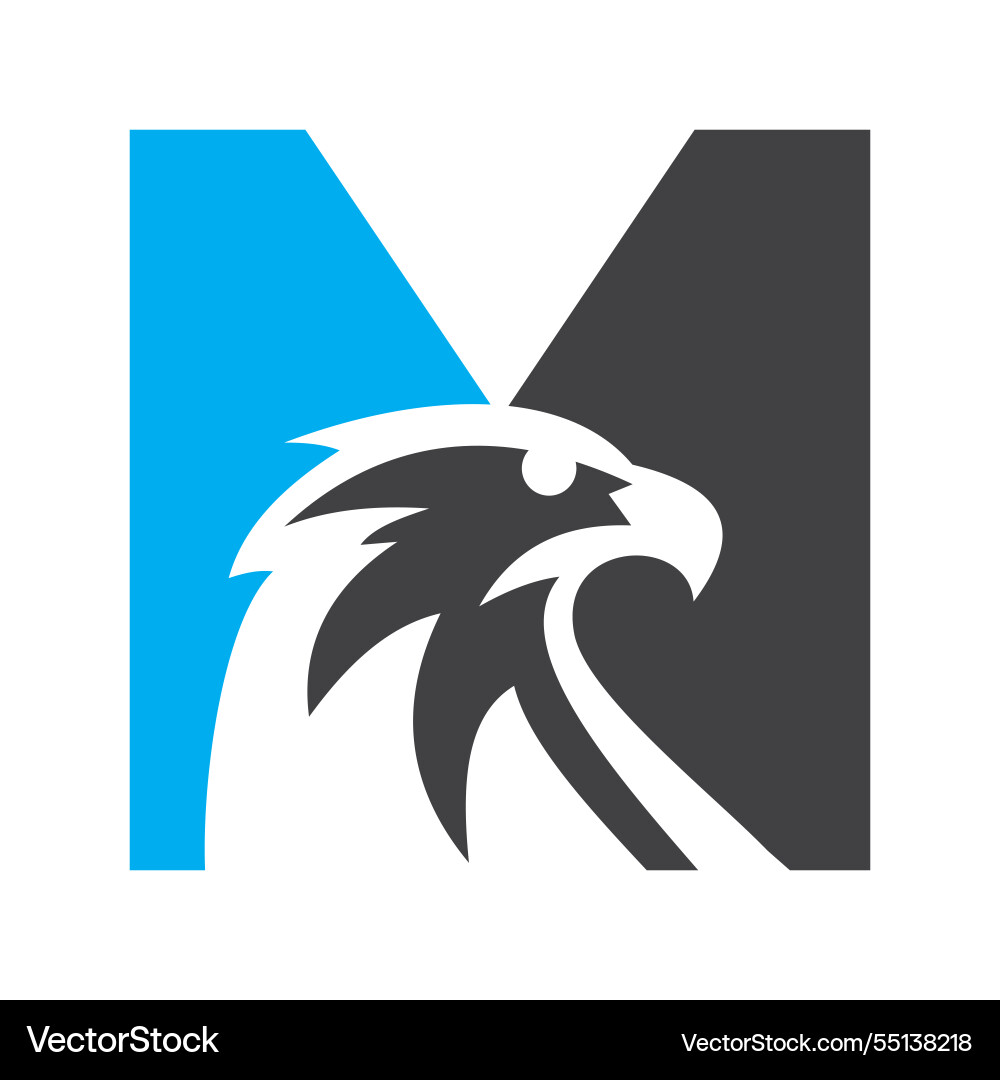 Initial letter m eagle logo eagle head logo Vector Image