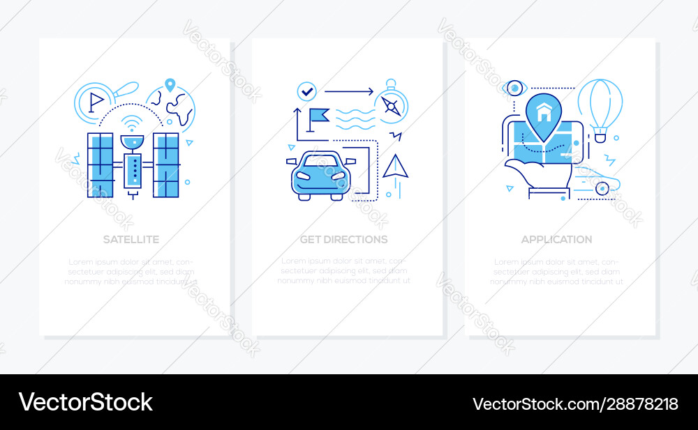 Navigation - line design style banners set Vector Image