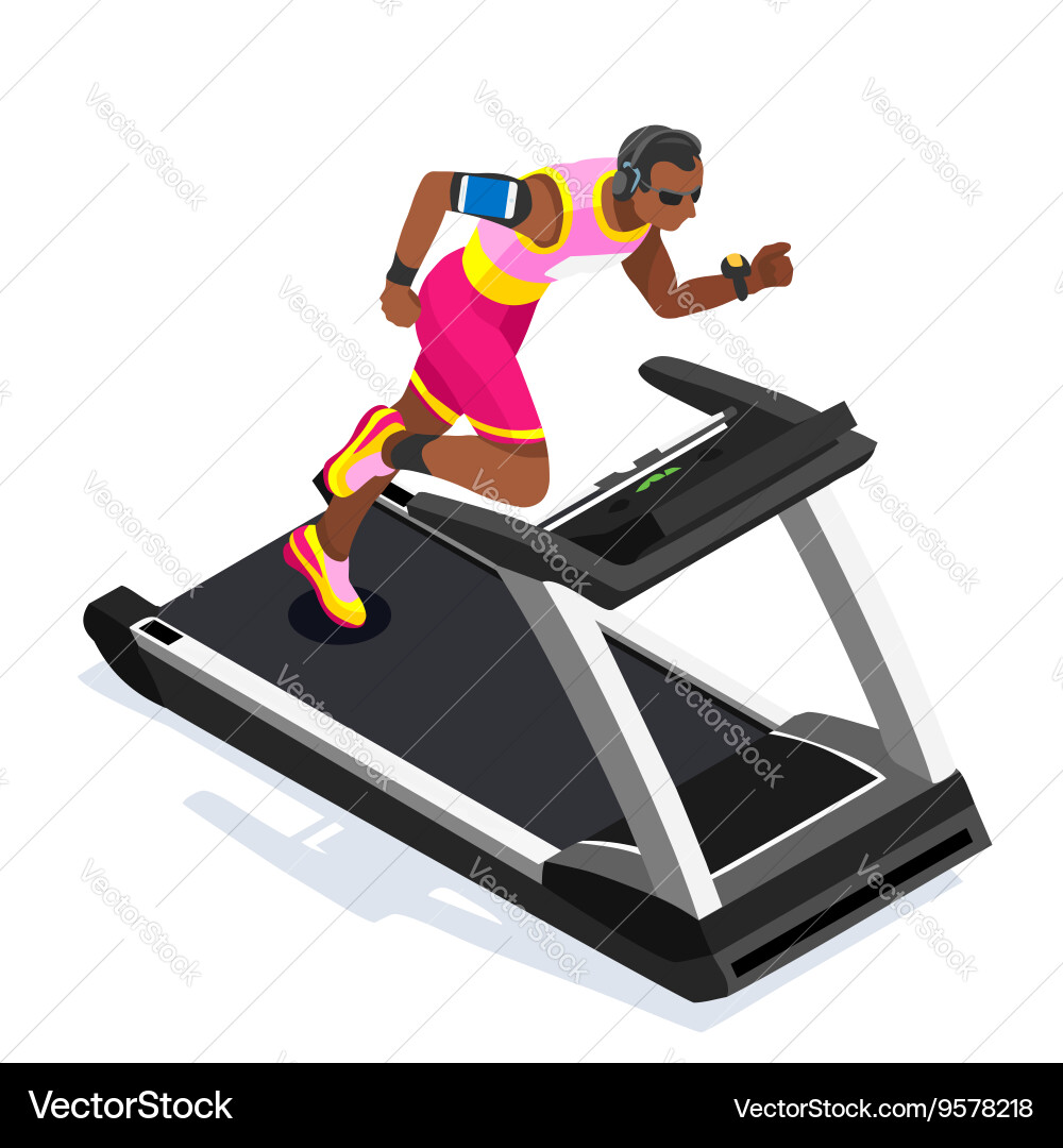 Treadmill gym class working out 3d flat image vector image