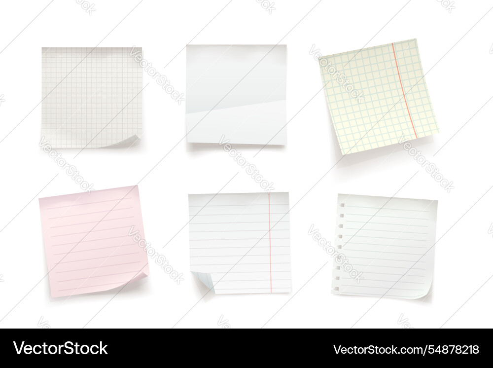 Various memo notes in set realistic design Vector Image