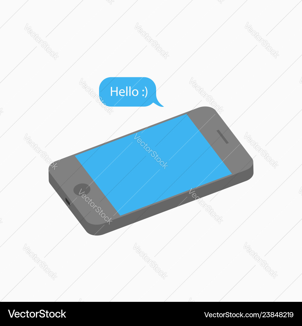 3d mobile phone and message - hello 3d mobile phone and message - hello vector image