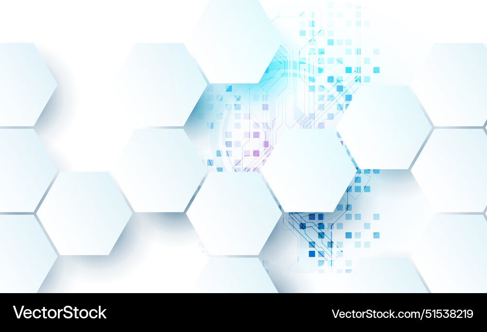 Abstract circuit board and hexagons on gradient Abstract circuit board and hexagons on gradient vector image