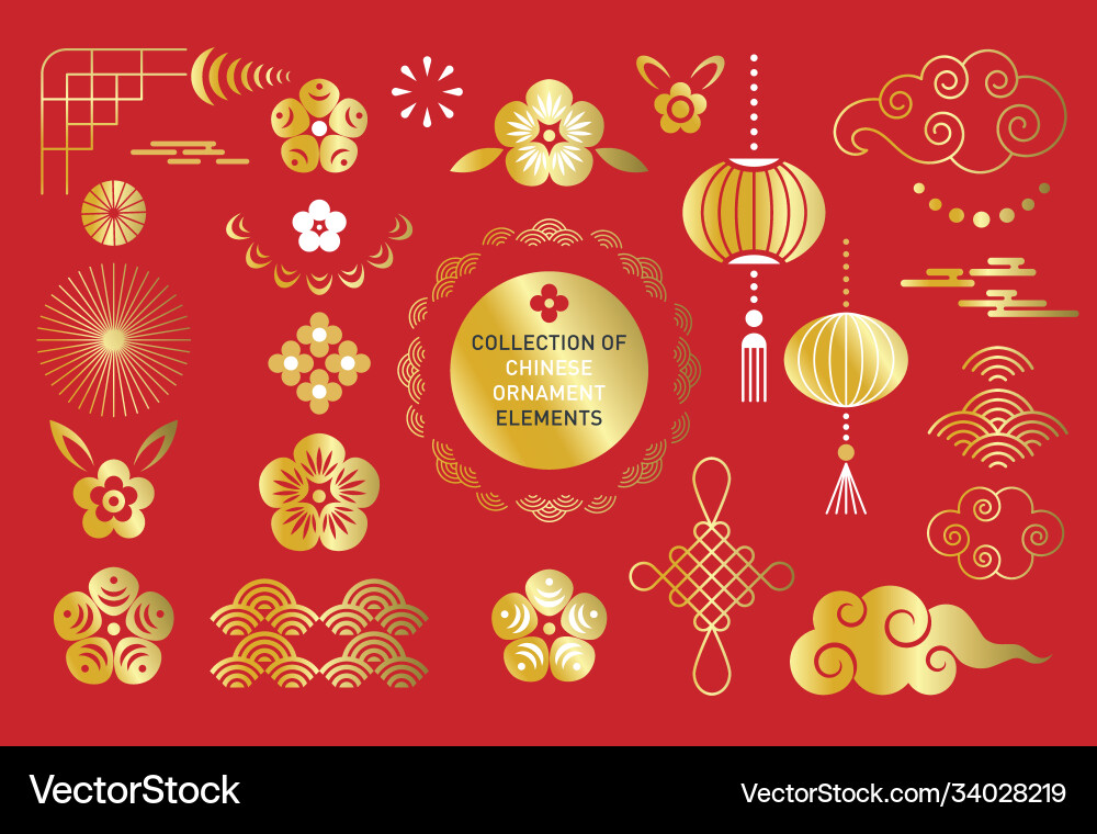 Big collection chinese ornaments elements Big collection chinese ornaments elements vector image