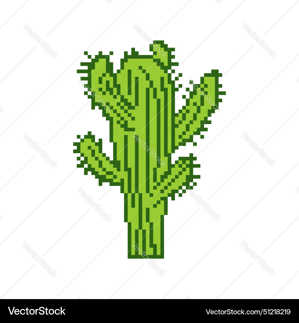 Cactus pixel art 8 bit isolated pixelated Cactus pixel art 8 bit isolated pixelated vector image