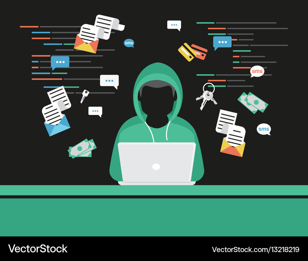 Cyber Theft: Hacker Stealing Login Credentials vector image