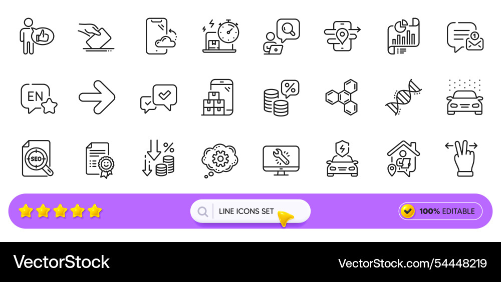 English approve and gps line icons for web app English approve and gps line icons for web app vector image