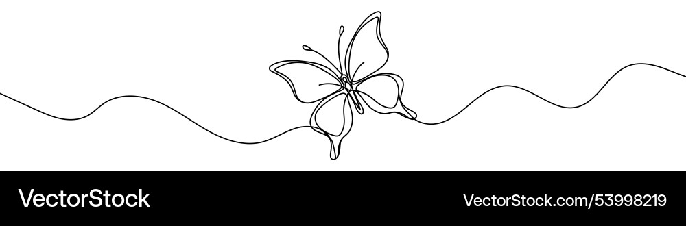 Minimalist one line butterfly flying over wavy Minimalist one line butterfly flying over wavy vector image