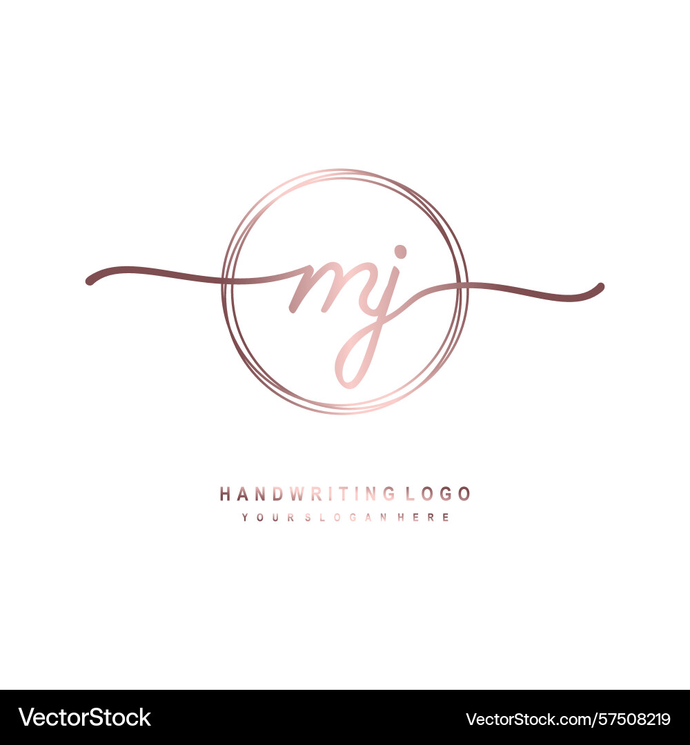 Mj initial handwriting logo with circular wave Vector Image