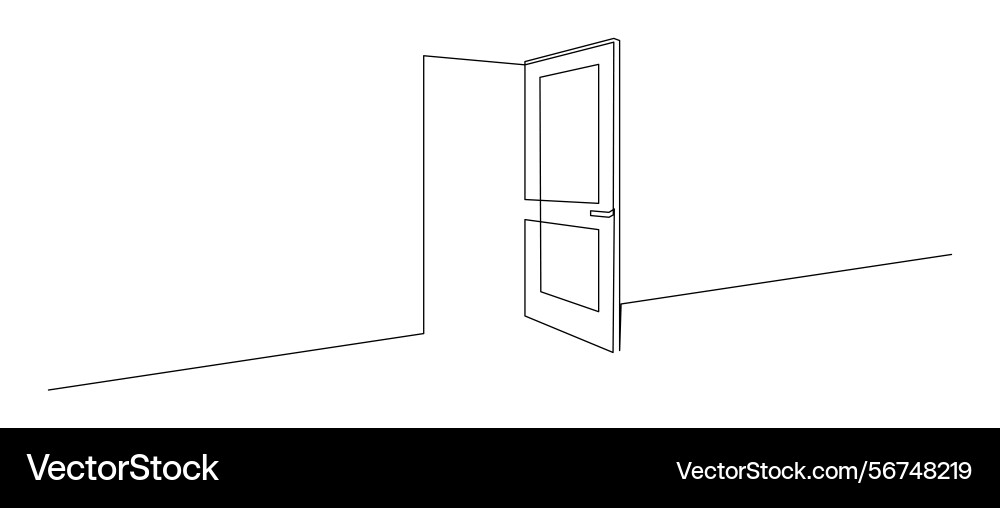 Opened door in one continuous line drawing front Vector Image