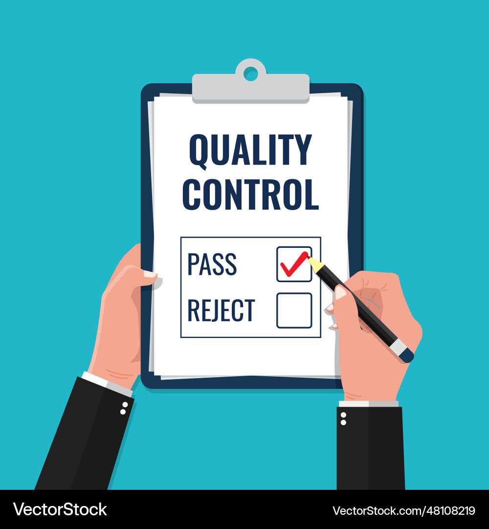 Quality control report form with pass or reject Quality control report form with pass or reject Vector Image