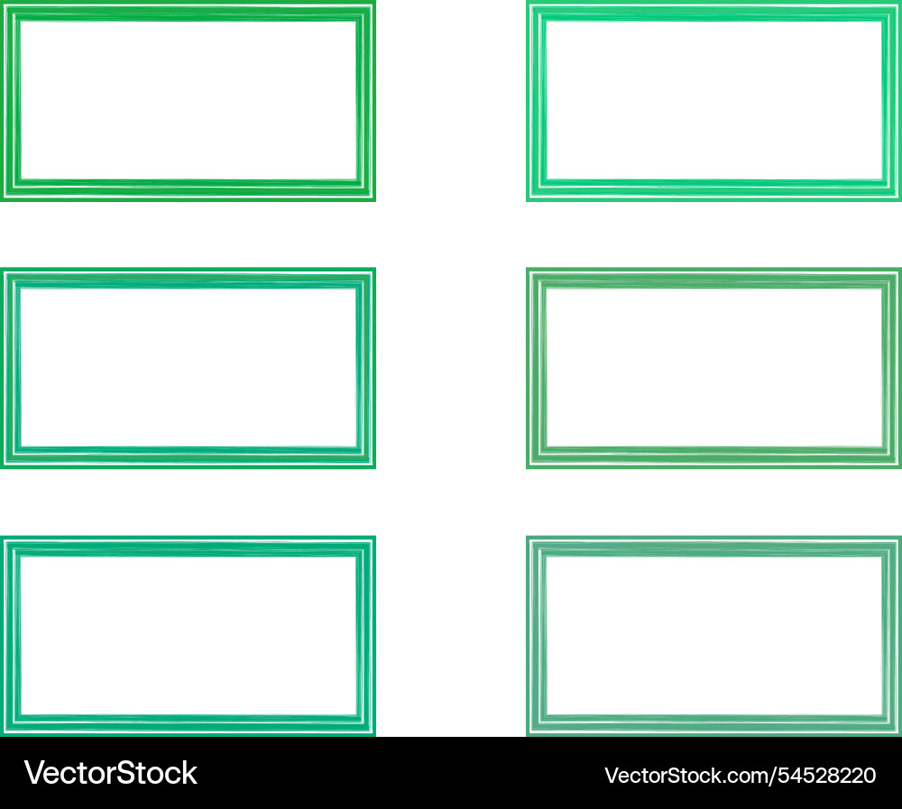 Bold green highlight marker rectangular frames set Vector Image