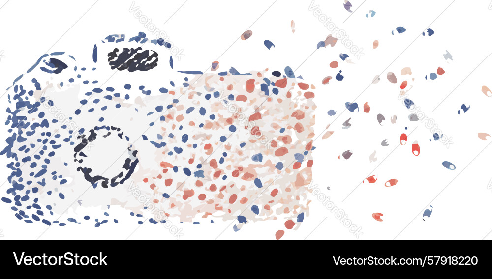 Camera dissolving into digital particles design Vector Image