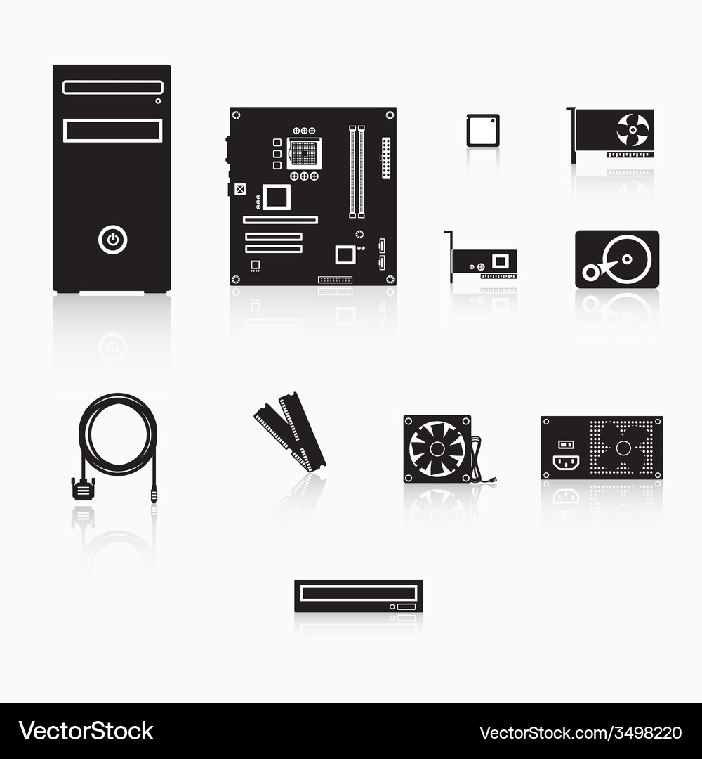 Computer Component Icons Vector Image