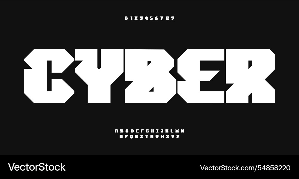 Cyberpunk Block Tech Font vector image