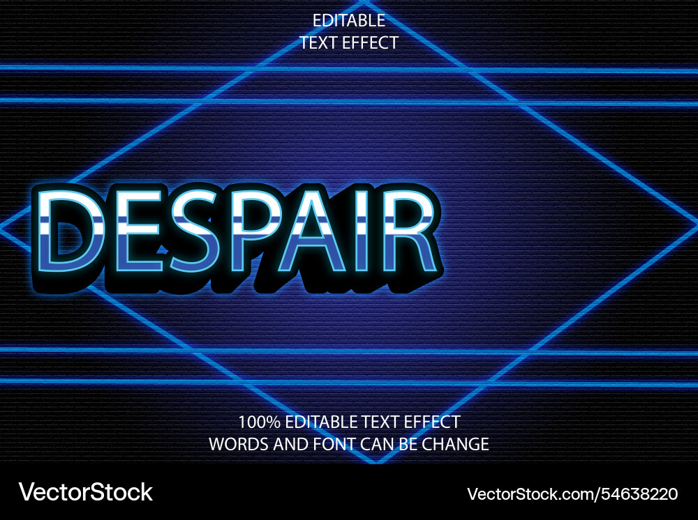 Despair editable text effect 3d Despair editable text effect 3d vector image