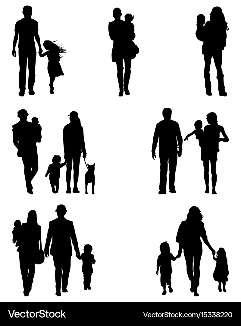 Family Silhouettes Walking vector image
