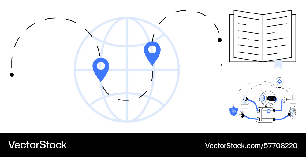Global connection with ai and knowledge sharing Global connection with ai and knowledge sharing vector image