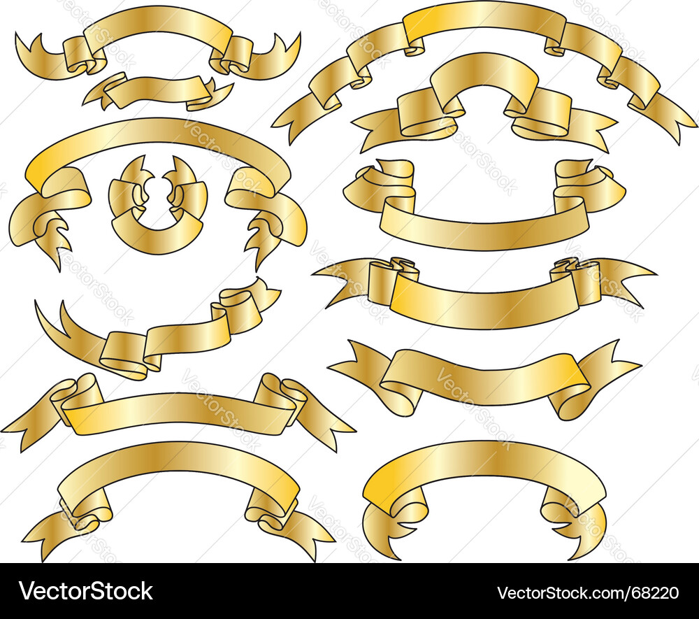 Gold ribbons set Royalty Free Vector Image - VectorStock