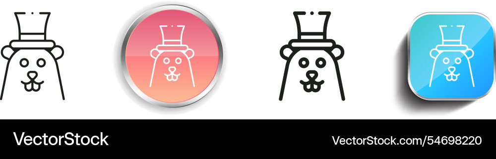 Groundhog icon thin linear regular and button Groundhog icon thin linear regular and button vector image