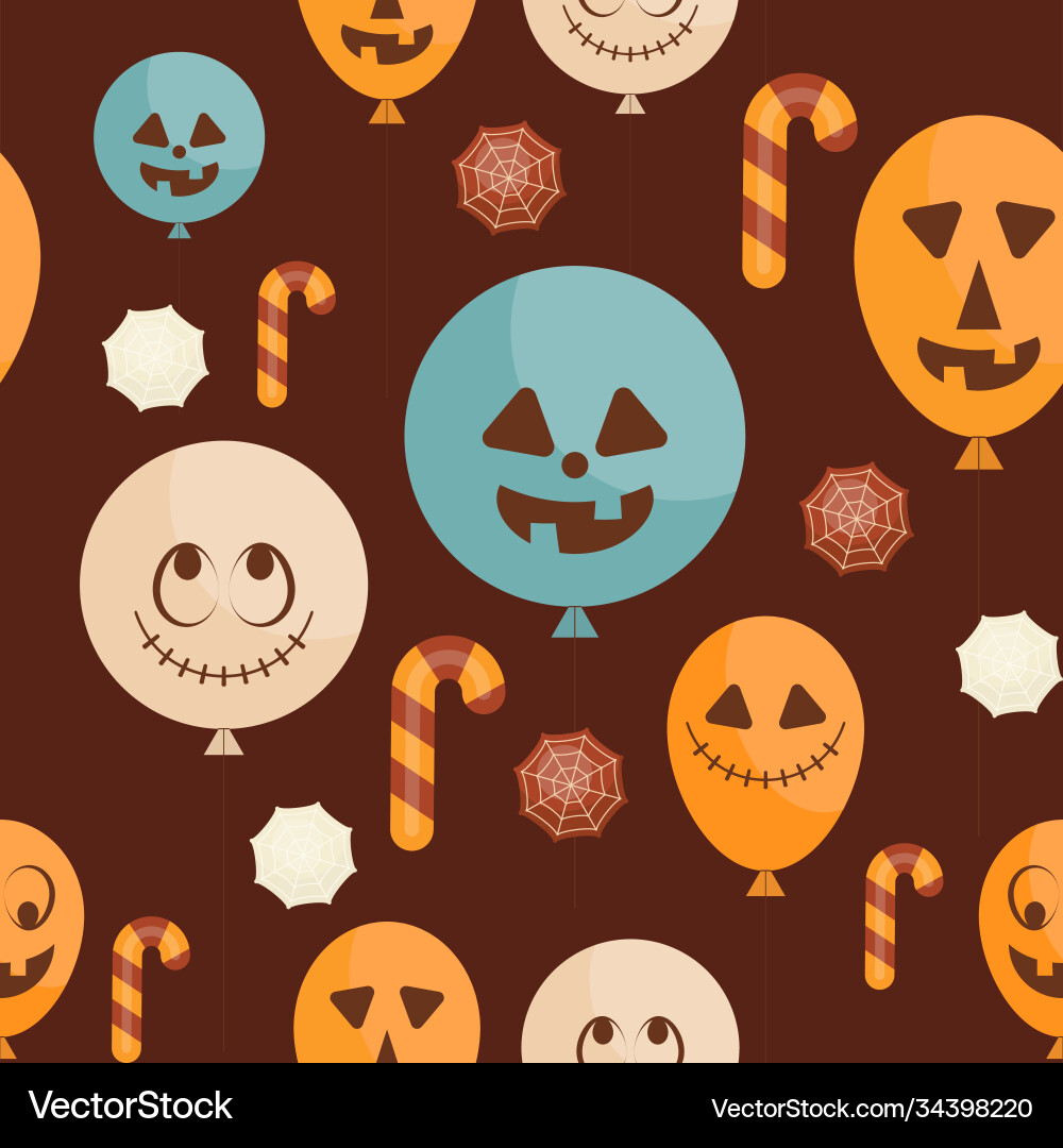Halloween Balloons Pattern Vector Image