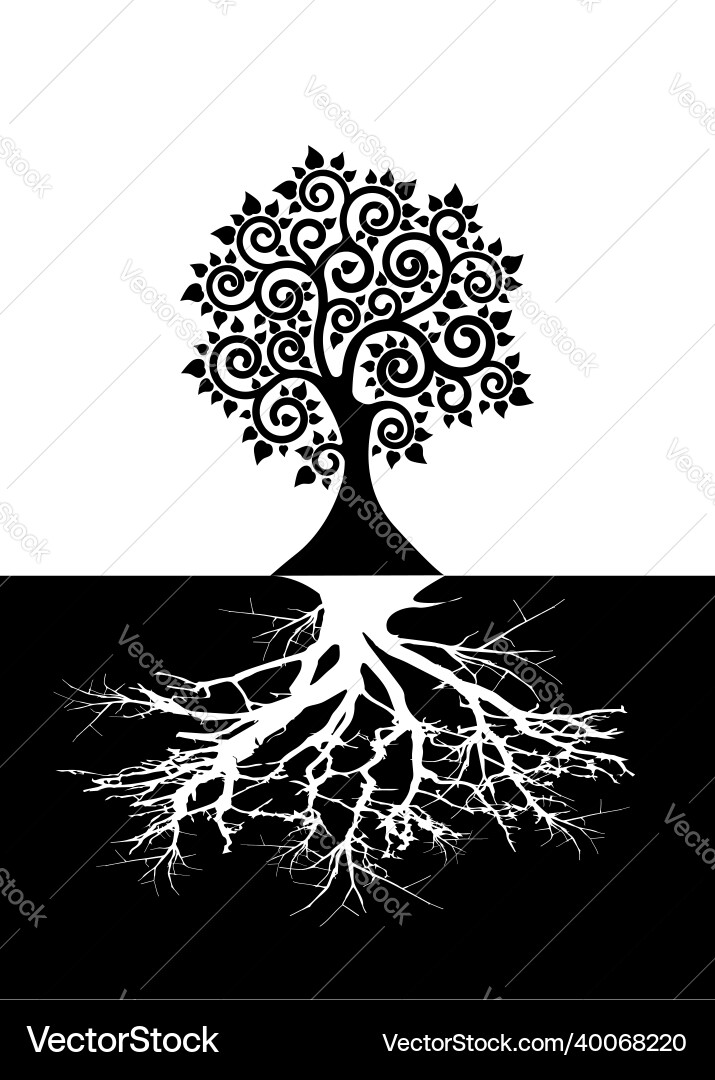 Sacred Bodhi Tree Roots Logo Vector Image