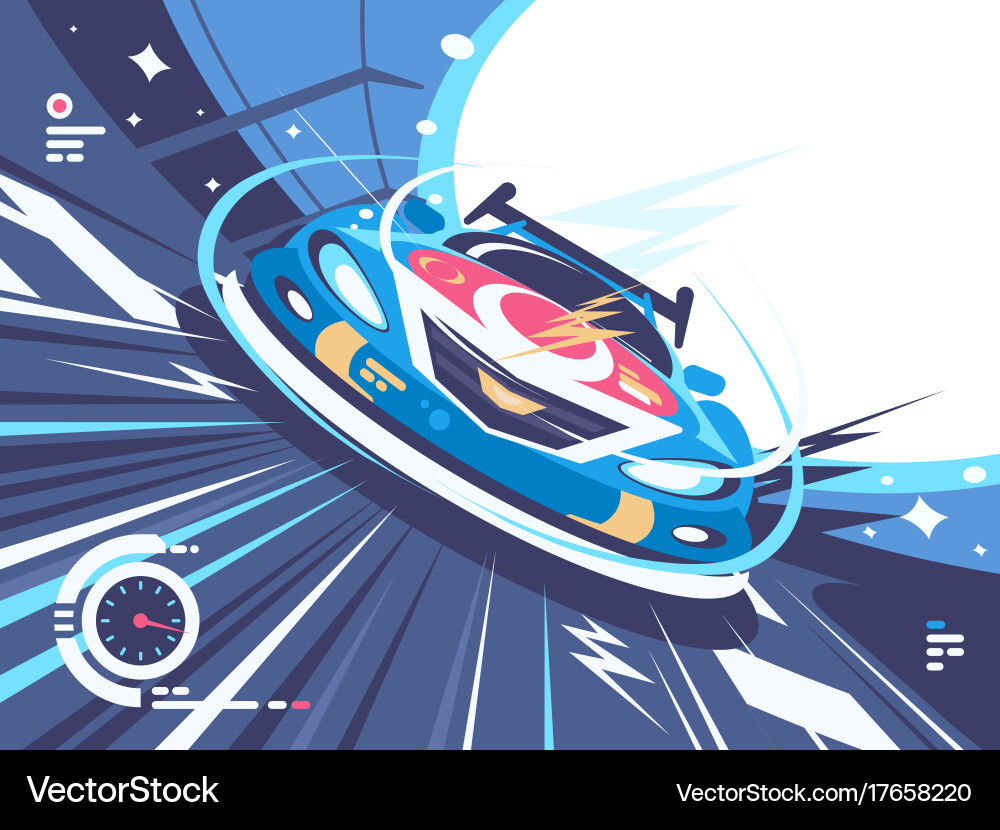 Speed Racing Car on Track vector image
