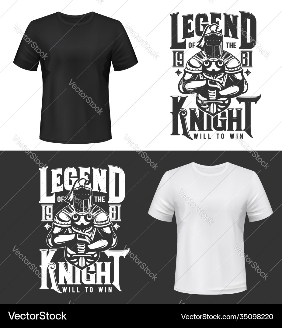 Tshirt-Print mit Ritter und Schwert Mockup Tshirt-Print mit Ritter und Schwert Mockup vektorbild